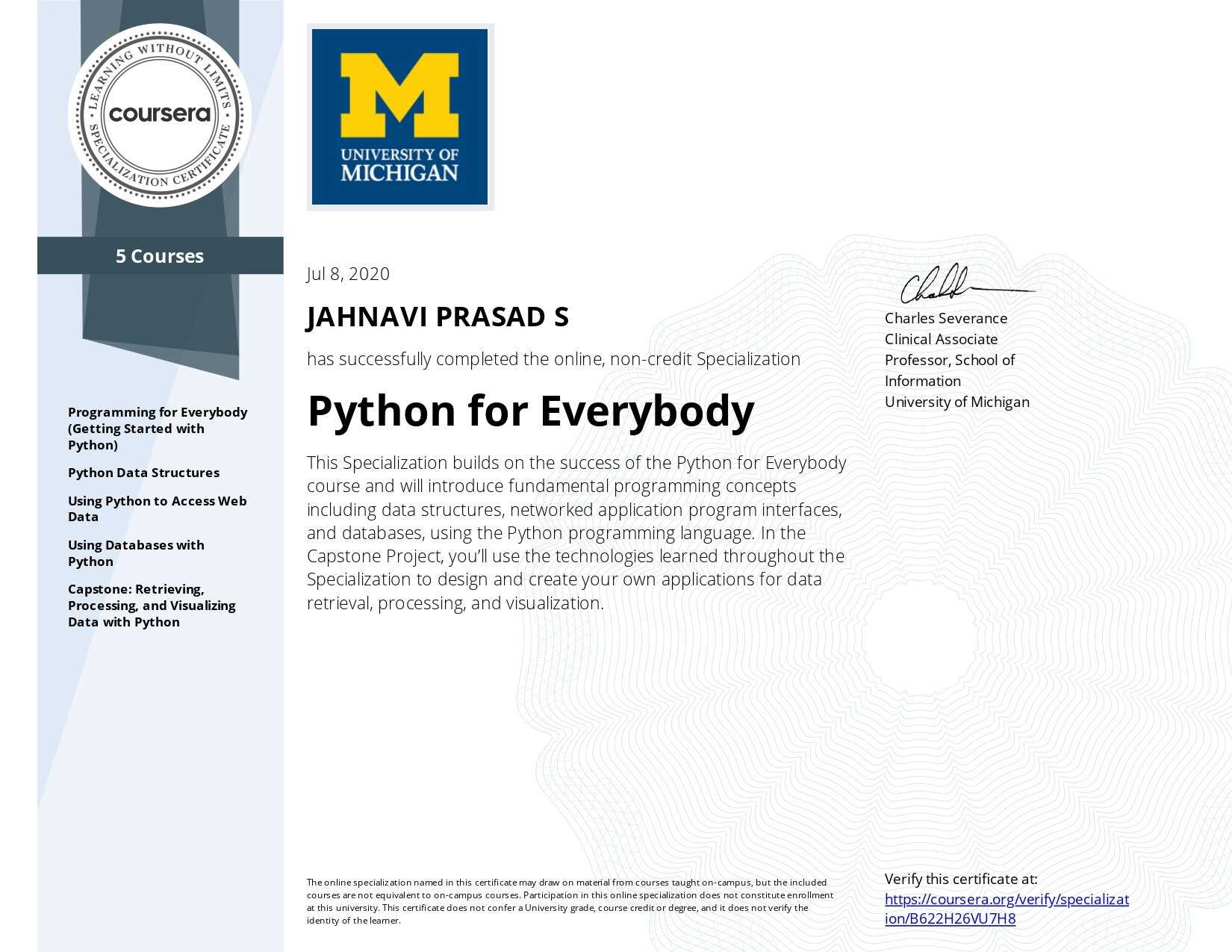 Python for Everybody by University of Michigan