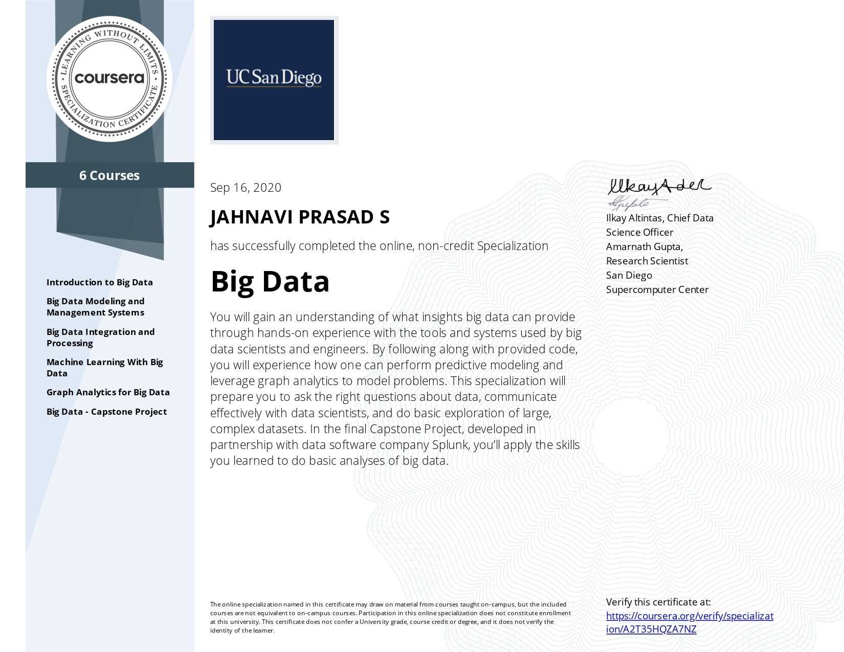 Big Data by University of California San Diego