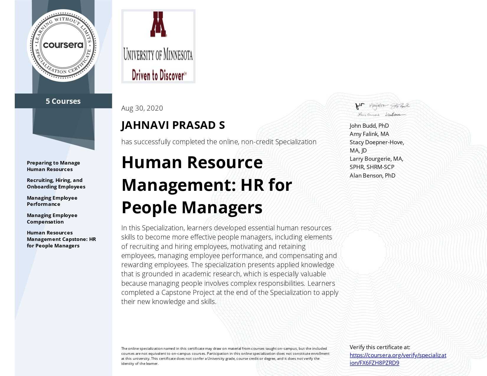 Human Resource Management by University of Minnesota