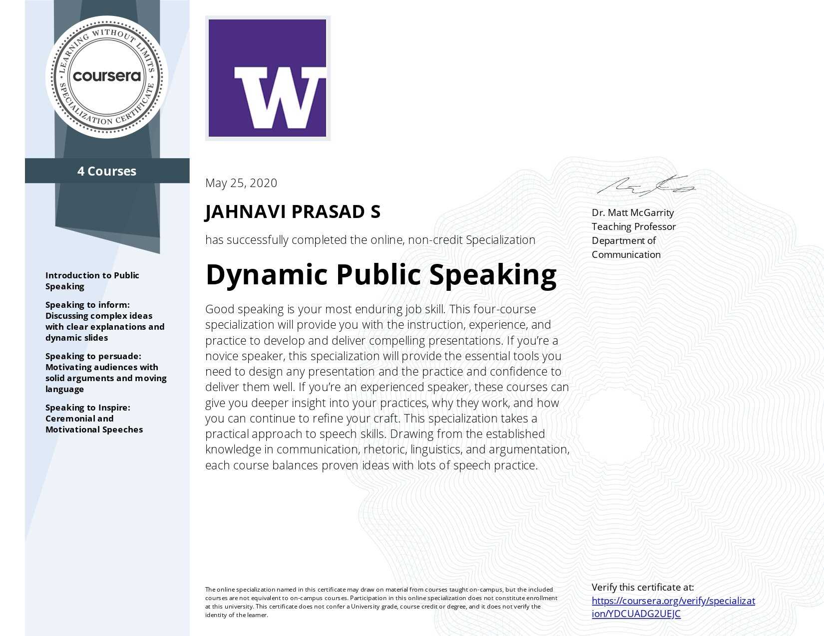 Dynamic Public Speaking by University of Washington